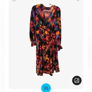 Vibrant Abstract Floral Midi Dress